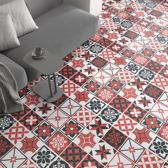 Non-slip Floor Tile Stickers - Cement tile pattern