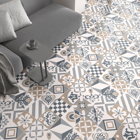 Non-slip Floor Tile Stickers - Cement tile pattern