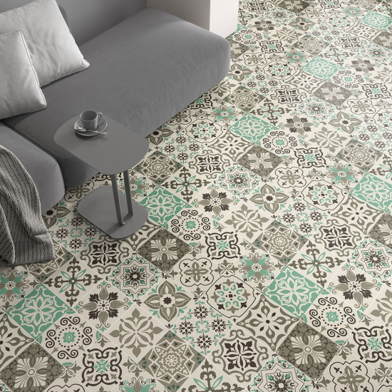 Non-slip Floor Tile Stickers - Cement tile pattern