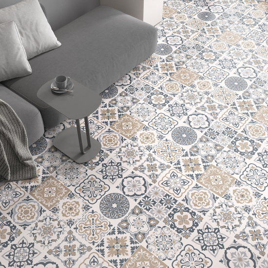 Non-slip Floor Tile Stickers - Cement tile pattern