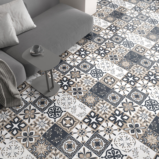 Non-slip Floor Tile Stickers - Cement tile pattern