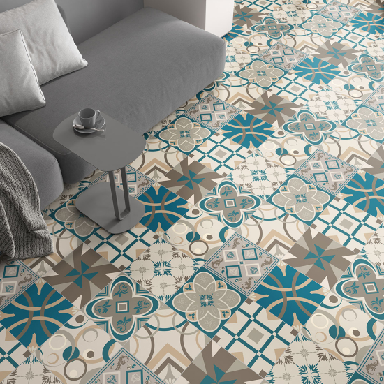 Non-slip Floor Tile Stickers - Cement tile pattern