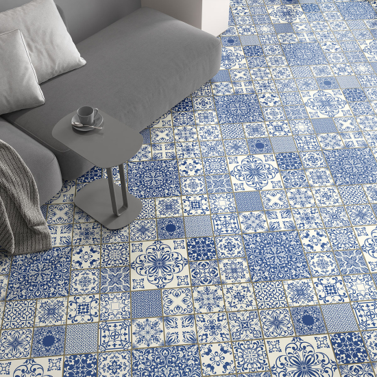 Non-slip Floor Tile Stickers - Cement tile pattern