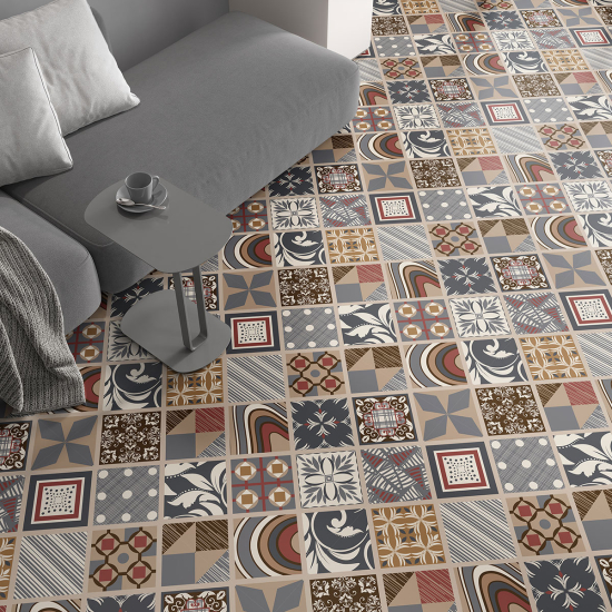 Non-slip Floor Tile Stickers - Cement tile pattern