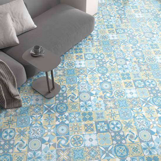 Non-slip Floor Tile Stickers - Cement tile pattern