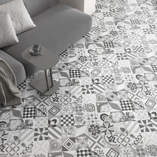 Non-slip Floor Tile Stickers - Cement tile pattern