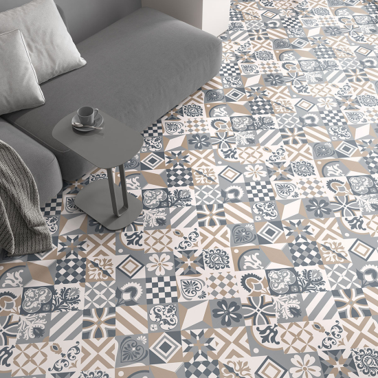 Non-slip Floor Tile Stickers - Cement tile pattern