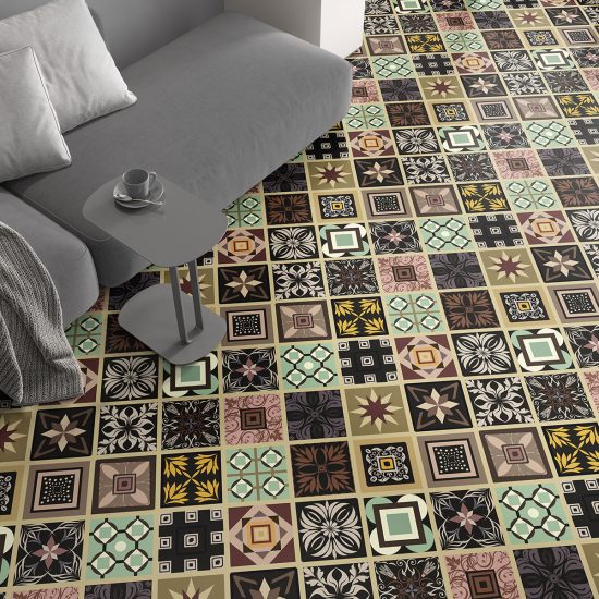 Non-slip Floor Tile Stickers - Cement tile pattern