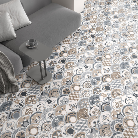 Non-slip Floor Tile Stickers - Cement tile pattern