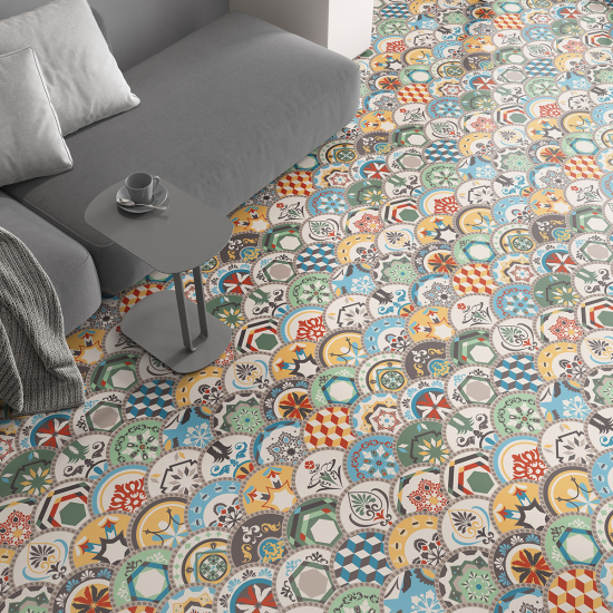 Non-slip Floor Tile Stickers - Cement tile pattern