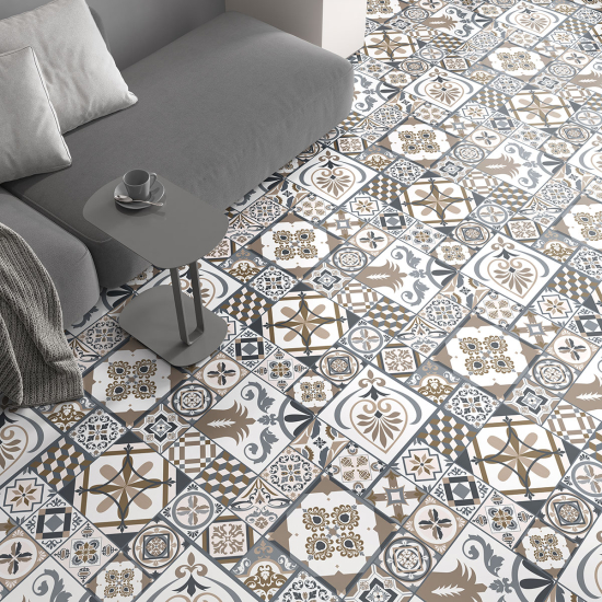 Non-slip Floor Tile Stickers - Cement tile pattern