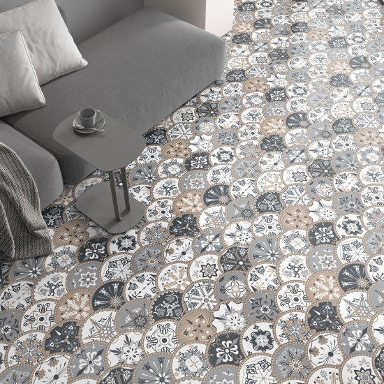 Non-slip Floor Tile Stickers - Cement tile pattern