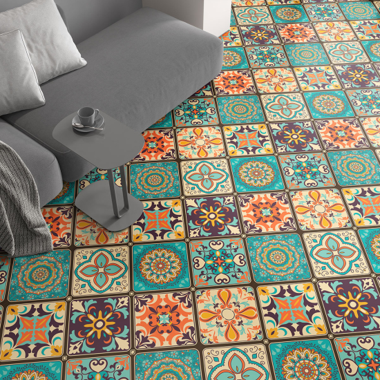 Non-slip Floor Tile Stickers - Cement tile pattern