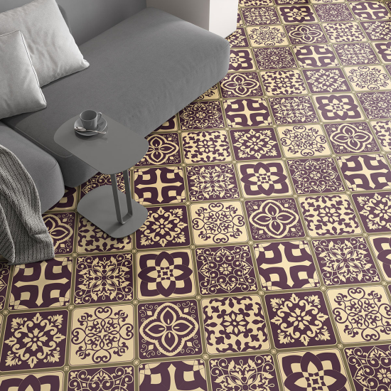 Non-slip Floor Tile Stickers - Cement tile pattern