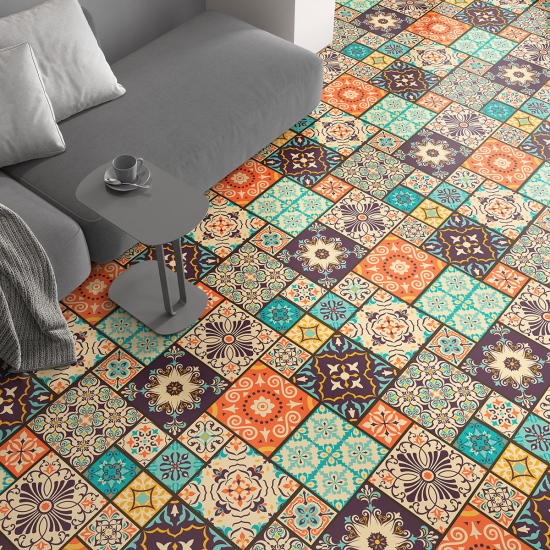 Non-slip Floor Tile Stickers - Cement tile pattern