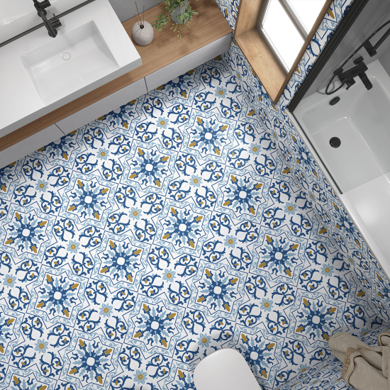 Non-slip Floor Tile Stickers - Floral pattern