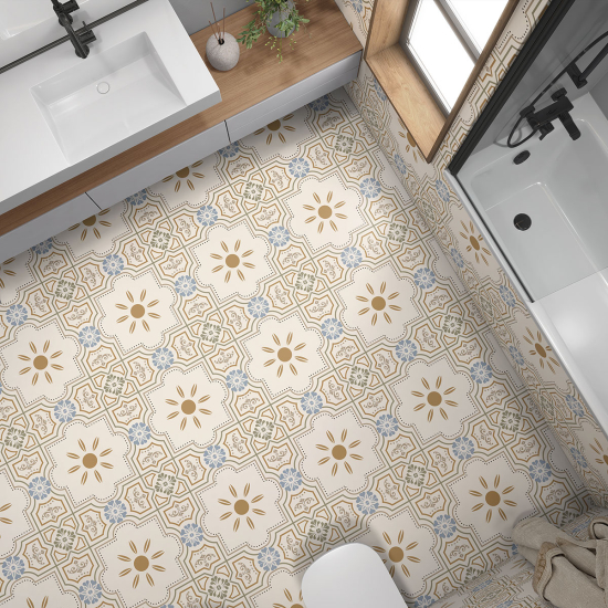 Non-slip Floor Tile Stickers - Floral pattern