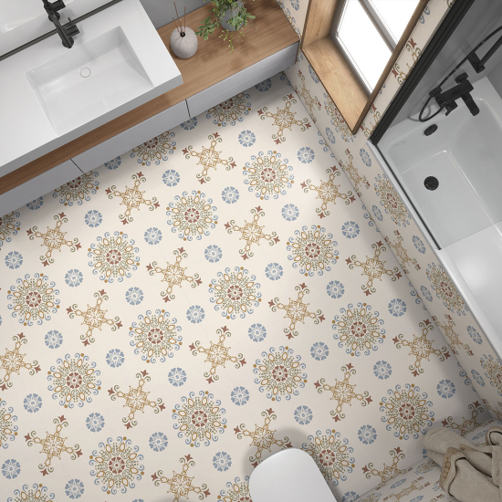 Non-slip Floor Tile Stickers - Floral pattern