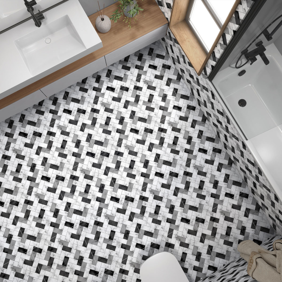 Non-slip Floor Tile Stickers - Marbled Effect