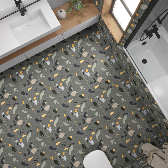 Non-slip Floor Tile Stickers - Terrazzo Pattern