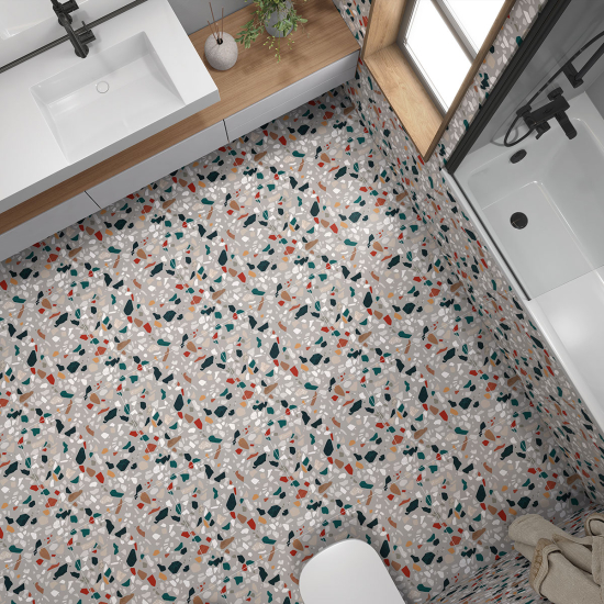 Non-slip Floor Tile Stickers - Terrazzo Pattern