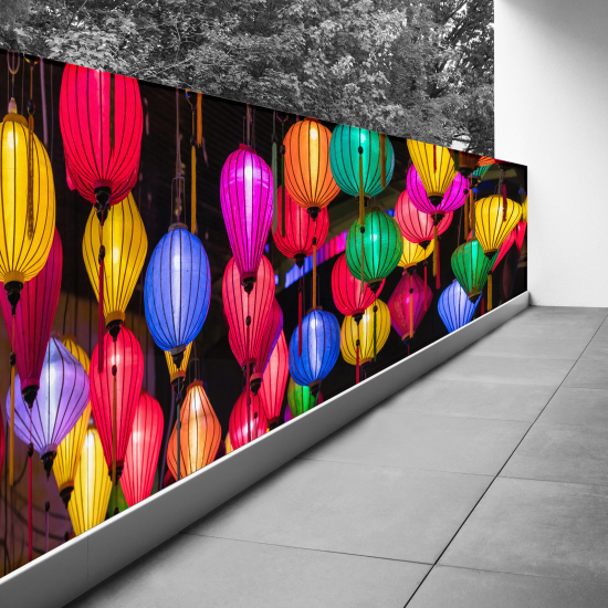 Optical Illusion Balcony Privacy Screen - 100x375 cm - Lanterns in Vietnam