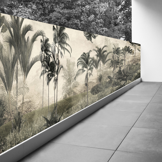 Optical Illusion Balcony Privacy Screen - 100x375 cm - Tropical forest