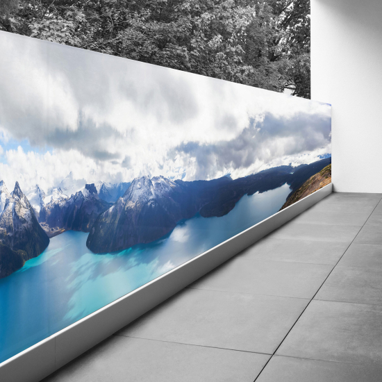 Optical Illusion Balcony Privacy Screen - 120x450 cm - Lake and mountain view