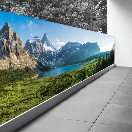 Optical Illusion Balcony Privacy Screen - 130x455 cm - View of lake and mountains