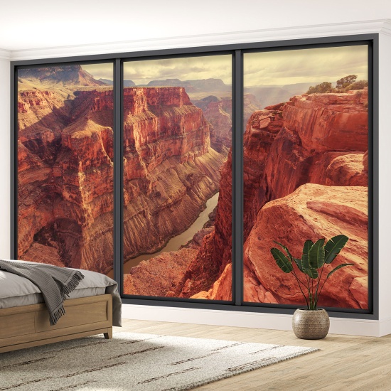 Optical Illusion Panoramic Bay Window Wall Mural / Wallpaper - Grand Canyon