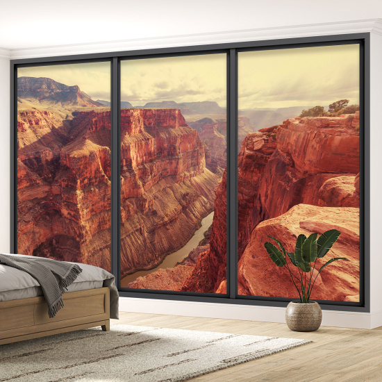 Optical Illusion Panoramic Bay Window Wall Mural / Wallpaper - Grand Canyon