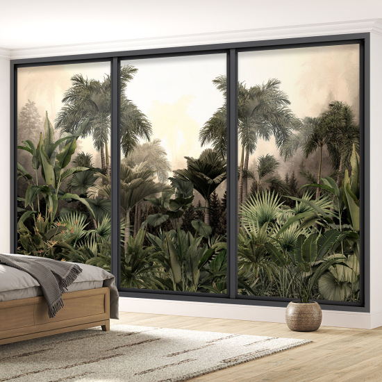 Optical Illusion Panoramic Bay Window Wall Mural / Wallpaper - Jungle