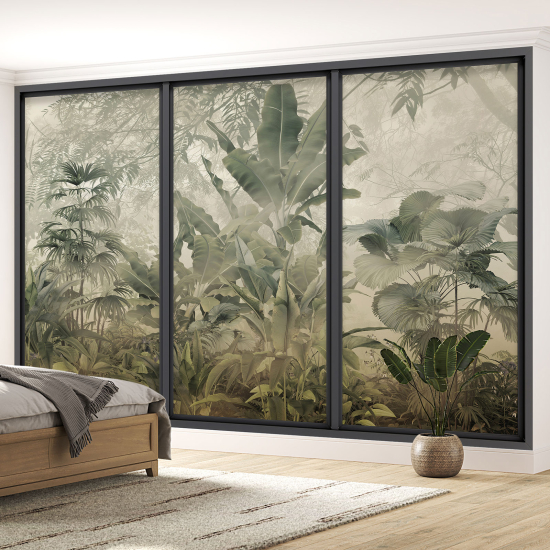 Optical Illusion Panoramic Bay Window Wall Mural / Wallpaper - Jungle