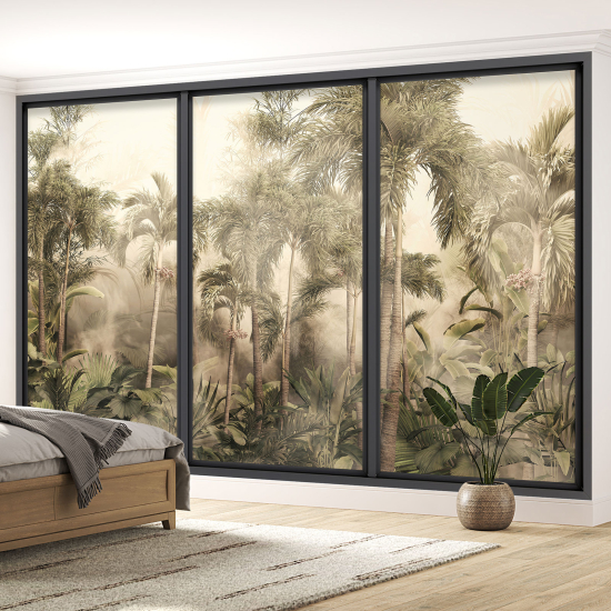 Optical Illusion Panoramic Bay Window Wall Mural / Wallpaper - Jungle