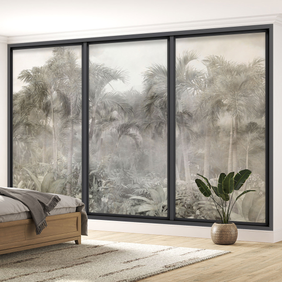 Optical Illusion Panoramic Bay Window Wall Mural / Wallpaper - Jungle