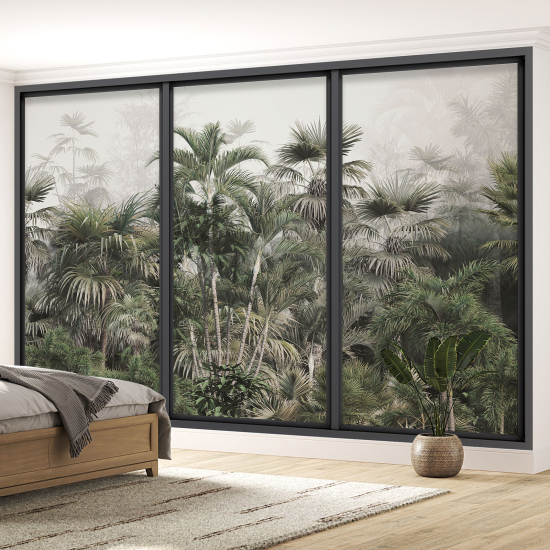 Optical Illusion Panoramic Bay Window Wall Mural / Wallpaper - Jungle