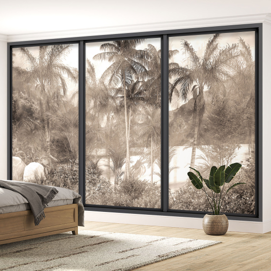 Optical Illusion Panoramic Bay Window Wall Mural / Wallpaper - Jungle