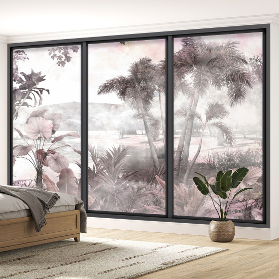 Optical Illusion Panoramic Bay Window Wall Mural / Wallpaper - Jungle