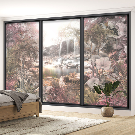 Optical Illusion Panoramic Bay Window Wall Mural / Wallpaper - Jungle