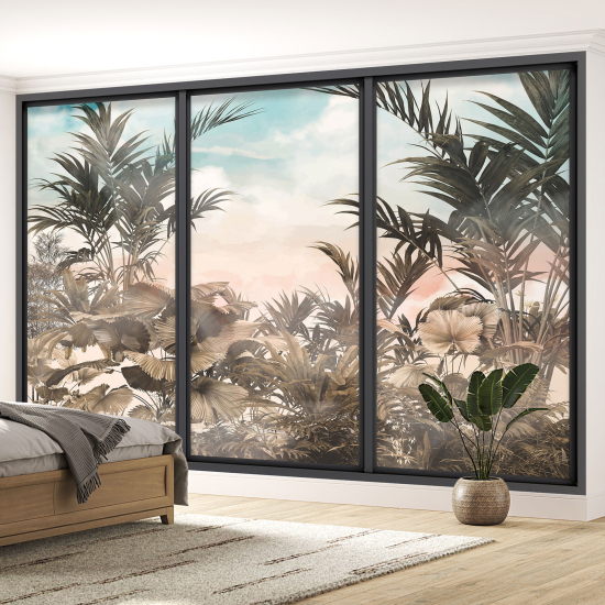 Optical Illusion Panoramic Bay Window Wall Mural / Wallpaper - Jungle