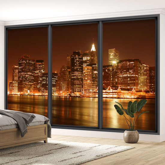 Optical Illusion Panoramic Bay Window Wall Mural / Wallpaper - New York