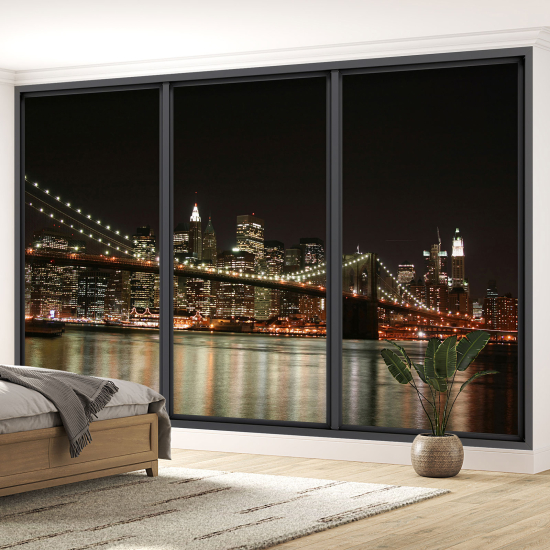 Optical Illusion Panoramic Bay Window Wall Mural / Wallpaper - New York