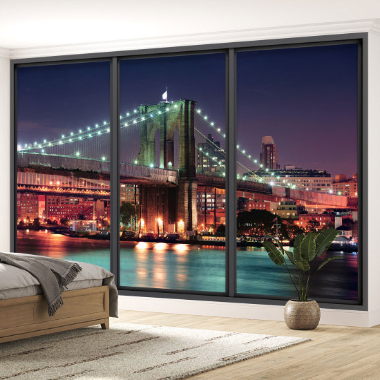 Optical Illusion Panoramic Bay Window Wall Mural / Wallpaper - New York