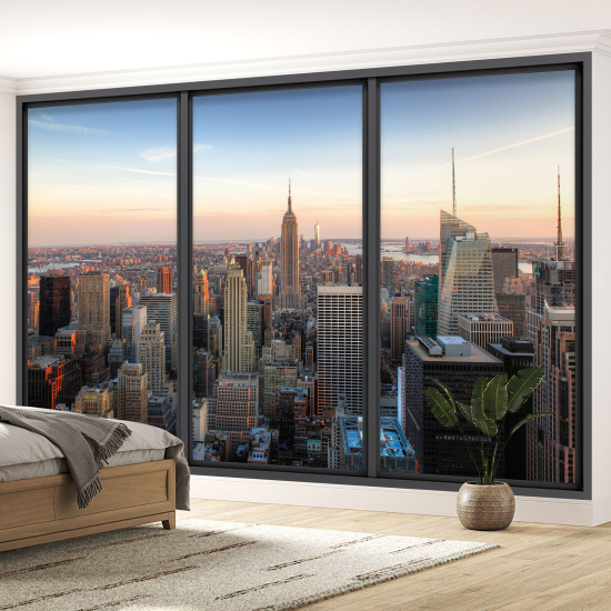 Optical Illusion Panoramic Bay Window Wall Mural / Wallpaper - New York