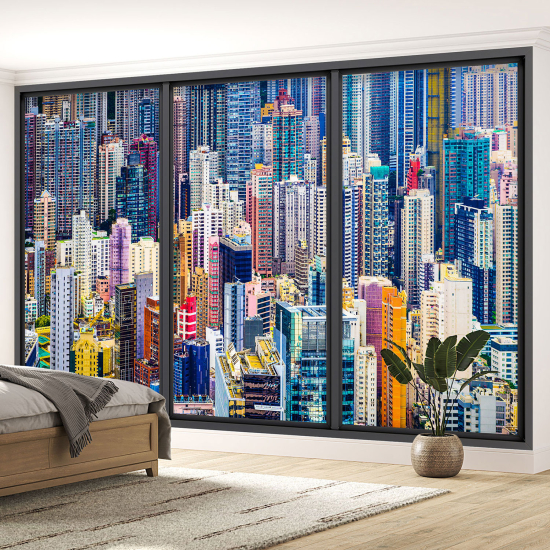 Optical Illusion Panoramic Bay Window Wall Mural / Wallpaper - New York