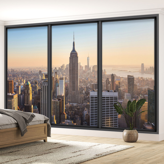 Optical Illusion Panoramic Bay Window Wall Mural / Wallpaper - New York