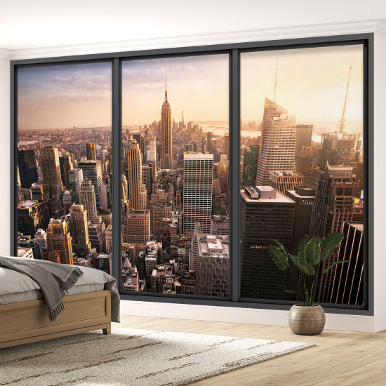 Optical Illusion Panoramic Bay Window Wall Mural / Wallpaper - New York