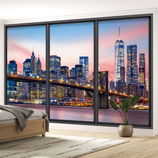 Optical Illusion Panoramic Bay Window Wall Mural / Wallpaper - New York