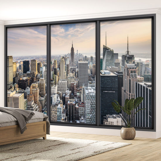 Optical Illusion Panoramic Bay Window Wall Mural / Wallpaper - New York