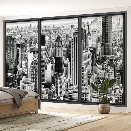 Optical Illusion Panoramic Bay Window Wall Mural / Wallpaper - New York